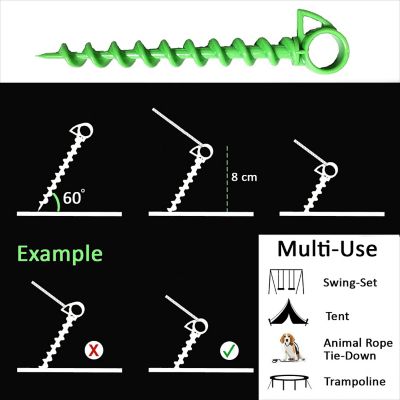 Image showing  Plastic Screw Beach Tent Pegs, 4 pk., GREENPLASTICSCREW4PACK
