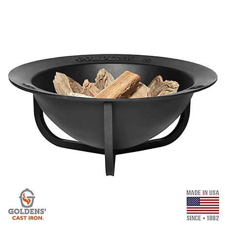 Goldens' Cast Iron Large Firepit with Tripod Stand-Bundle