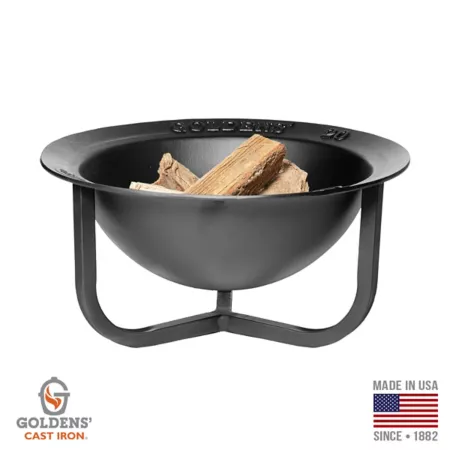 Goldens' Cast Iron 33.75 in Medium Wood Fire Pit with Tripod Stand - Bundle Fire Pits