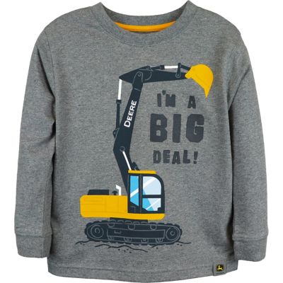 John Deere Boys' Crew Neck Long-Sleeve T-Shirt, Grey