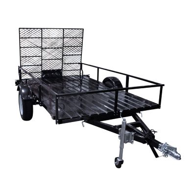 DK2 6 ft. x 10 ft. Welded Tubular Steel Frame and Floor Landscape Trailer, 1,950 lb. Capacity, Black Powder Coated, Ramp