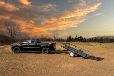 Image showing 6 th DK2 6 ft. x 10 ft. Welded Tubular Steel Frame and Floor Landscape Trailer, 1,950 lb. Capacity, Black Powder Coated, Ramp