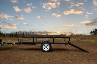 Image showing 7 th DK2 6 ft. x 10 ft. Welded Tubular Steel Frame and Floor Landscape Trailer, 1,950 lb. Capacity, Black Powder Coated, Ramp