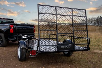 Image showing 9 th DK2 6 ft. x 10 ft. Welded Tubular Steel Frame and Floor Landscape Trailer, 1,950 lb. Capacity, Black Powder Coated, Ramp