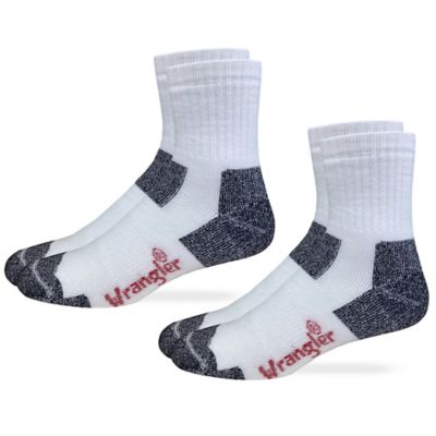 Wrangler Ultra-Dri Year Round Steel Toe Quarter Sock with Seamless Toe Made in USA 2 pk., 2/72691, 2/72691 WHITE