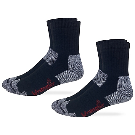 Wrangler Ultra-Dri Year Round Steel Toe Quarter Sock with Seamless Toe Made in USA 2 pk., 2/72691, 2/72691 WHITE