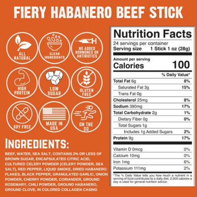 Image showing 6 th Righteous Felon Spicy Habanero 100% Beef Stick, 1 oz.
