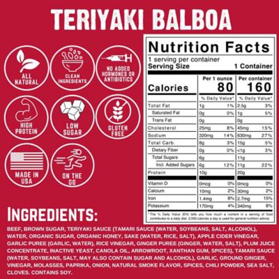 Image showing  Teriyaki Balboa Teriyaki Pepper Beef Jerky, 2 oz.