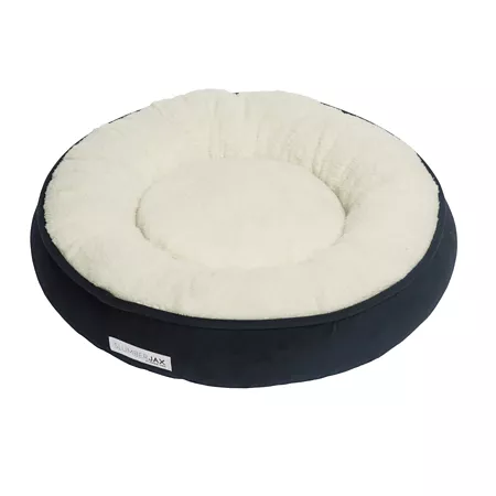 Jax & Bones Soothing Pet Bed in Two-Tone Sheepskin Bolster Dog Beds