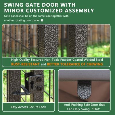 Image showing 5 th Veikous 8 ft. L x 4 ft. W x 6 ft. H Welded Wire Outdoor In-Ground Fence Dog Kennel with Rotating Feeding Door, Medium/Large