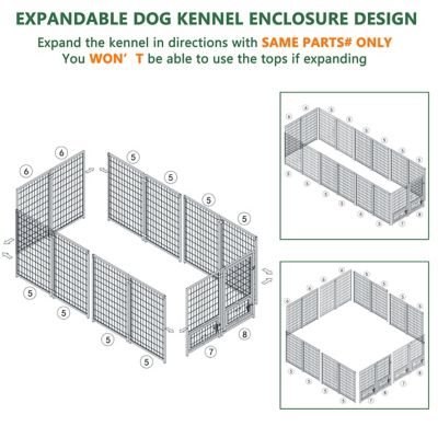 Image showing 6 th Veikous 8 ft. L x 4 ft. W x 6 ft. H Welded Wire Outdoor In-Ground Fence Dog Kennel with Rotating Feeding Door, Medium/Large