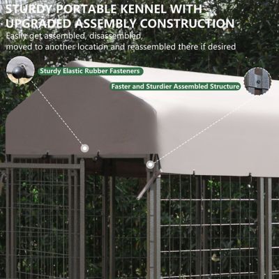 Image showing 7 th Veikous 8 ft. L x 4 ft. W x 6 ft. H Welded Wire Outdoor In-Ground Fence Dog Kennel with Rotating Feeding Door, Medium/Large