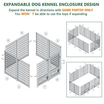 Image showing 6 th Veikous 4.5 ft. x 4.5 ft. Outdoor Dog Kennel Fence with Rotating Feeding Door and Cover