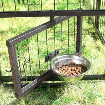 Image showing 9 th Veikous 4.5 ft. x 4.5 ft. Outdoor Dog Kennel Fence with Rotating Feeding Door and Cover