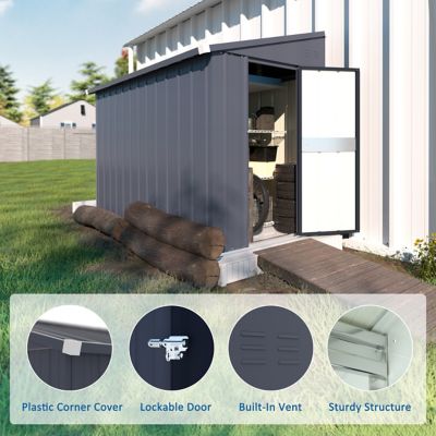 Image showing  4 x 8ft. Metal Storage Lean-to Shed