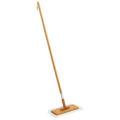 Harper Bamboo Handle Microfiber Flat Mop with a Hook and Loop Refill Pad for Fine Dirt and Pet Hair