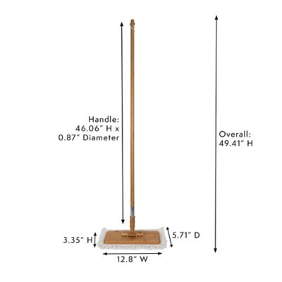 Image showing  Bamboo Handle Microfiber Flat Mop with a Hook and Loop Refill Pad for Fine Dirt and Pet Hair