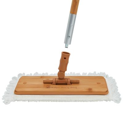 Image showing 7 th Harper Bamboo Handle Microfiber Flat Mop with a Hook and Loop Refill Pad for Fine Dirt and Pet Hair