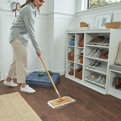 Image showing 8 th Harper Bamboo Handle Microfiber Flat Mop with a Hook and Loop Refill Pad for Fine Dirt and Pet Hair