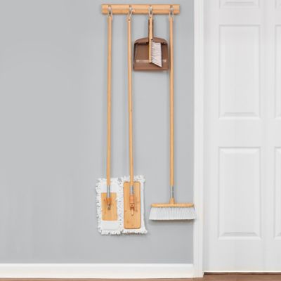 Image showing  Bamboo Four Hook Broom and Mop Holder