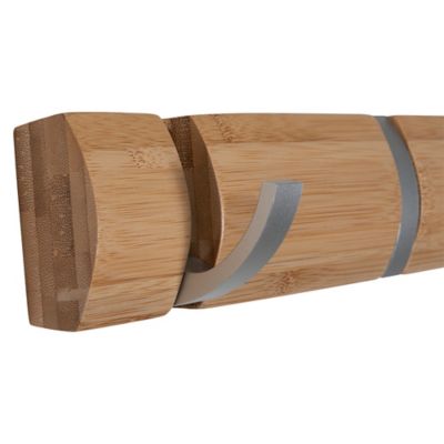 Image showing  Bamboo 5-Hook Broom and Mop Holder