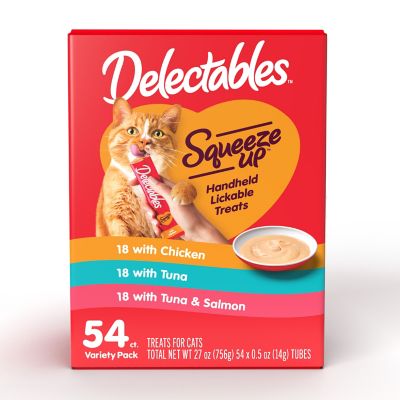 Delectables Hartz Squeeze Up Lickable Cat Treats Variety Pack, 54 ct.