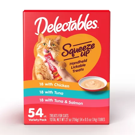 Delectables Hartz Squeeze Up Lickable Cat Treats Variety Pack 54 ct Cat Lickable Treats