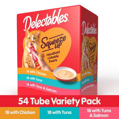 Image showing  Squeeze-Up Chicken, Tuna and Tuna and Salmon Variety Pack Lickable Cat Treats, 54 ct.