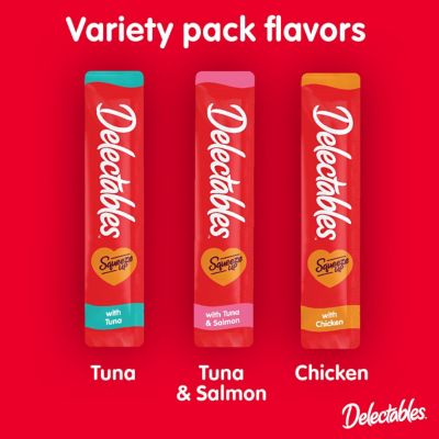Image showing  Squeeze-Up Chicken, Tuna and Tuna and Salmon Variety Pack Lickable Cat Treats, 54 ct.