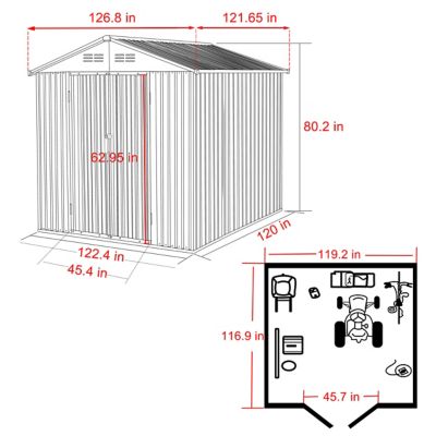 Image showing  10 x 10ft. Metal Outdoor Storage Shed with Lockable Door and Vents
