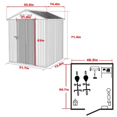 Image showing  Outdoor Storage Shed with Lockable Door and Vents, 4 ft. x 6 ft.