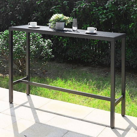 Veikous Outdoor Bar Table Patio Table Rectangular Pub Height Dining Table with Metal Frame, 48 in.