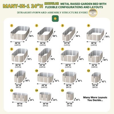 Image showing  8 x 4 x 2ft. Galvanized Steel Raised Garden Bed Many in 1 Planter Box, Ivory White