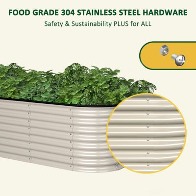 Image showing  8 x 4 x 2ft. Galvanized Steel Raised Garden Bed Many in 1 Planter Box, Ivory White