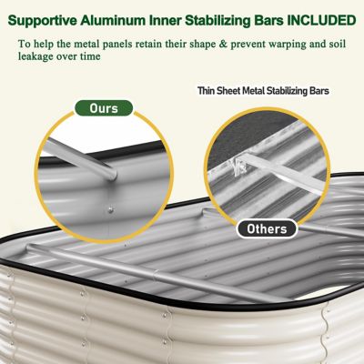 Image showing  8 x 4 x 2ft. Galvanized Steel Raised Garden Bed Many in 1 Planter Box, Ivory White
