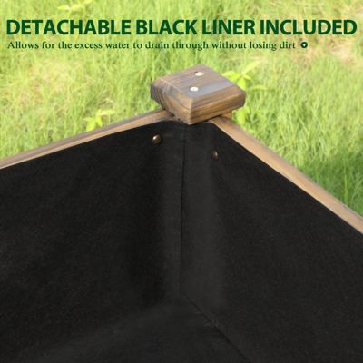 Image showing  Cedar Raised Garden Bed with Lockable Wheels and Liner, 47 x 23 x 33in.