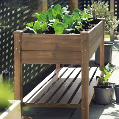 Image showing 5 th Veikous Cedar Raised Garden Bed with Lockable Wheels and Liner, 47 x 23 x 33in.