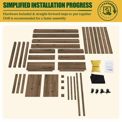 Image showing 9 th Veikous Cedar Raised Garden Bed with Lockable Wheels and Liner, 47 x 23 x 33in.