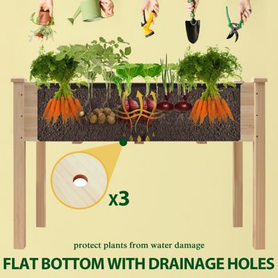 Image showing  Cedar Raised Garden Bed Elevated Planter Box with Drainage Holes, 47 in. x 23 in. x 30 in.