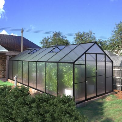 Image showing 5 th Veikous 16 D x 8 ft. W Gray Polycarbonate Greenhouse Kit with Adjustable Roof Vent