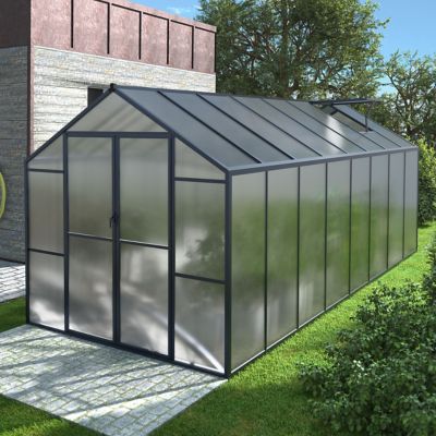 Image showing 8 th Veikous 16 D x 8 ft. W Gray Polycarbonate Greenhouse Kit with Adjustable Roof Vent