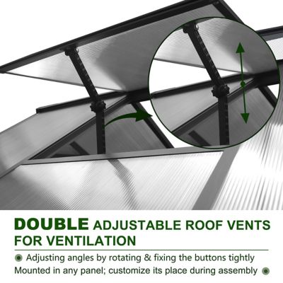 Image showing 5 th Veikous 8 ft. L x 14 ft. W Gray Walk-In Garden Greenhouse with Adjustable Roof Vent