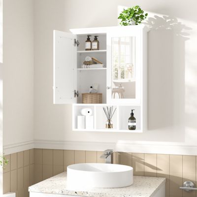 Veikous 23.6 x 7.5 x 30.4in. Oversized Bathroom Medicine Cabinet Wall Mounted Storage with Mirrors, White