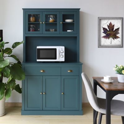 Veikous Kitchen Pantry Hutch Cabinet Storage with Buffet Cupboard Microwave Stand and Adjustable Shelves, Blue It looks beautiful i have received a lot of compliments but it doesn't have a lot storage i bought it for my dishes and for containers