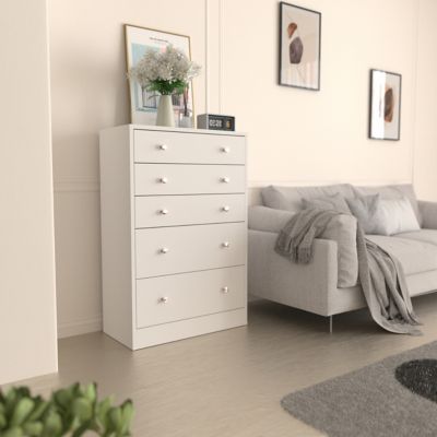 Veikous 5-Drawer 31.5 in.W MDF Chest of Drawers, Waveform Fluted Design Bedroom Dresser