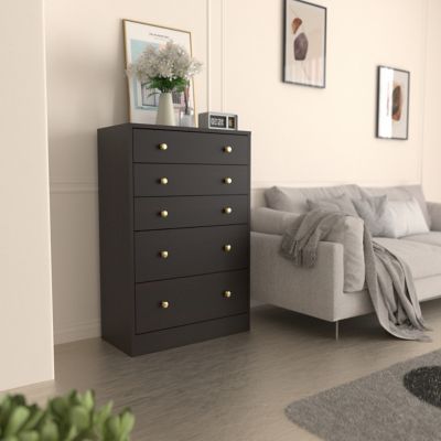 Veikous 5-Drawer 31.5 in.W MDF Chest of Drawers, Waveform Fluted Design Bedroom Dresser