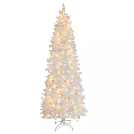 Veikous 6.5ft LED Pre-Lit Artificial Christmas Tree Crayon with Warm White Light Artificial Christmas Trees