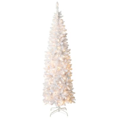 Veikous Flocked Artificial Christmas Tree with Clear LED Lights