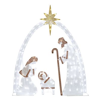 Veikous 5 ft. Nativity Scene Christmas Yard Decoration with LED Lights, White