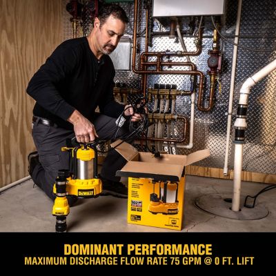 Image showing  1/3 HP 115V Electric Sump Pump, 75 GPM, Stainless Steel/Cast Iron, Submersible, Vertical Switch